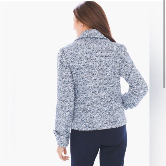 Chicos Open Front Tweed Jacket Size 2 - Picture 2 of 11